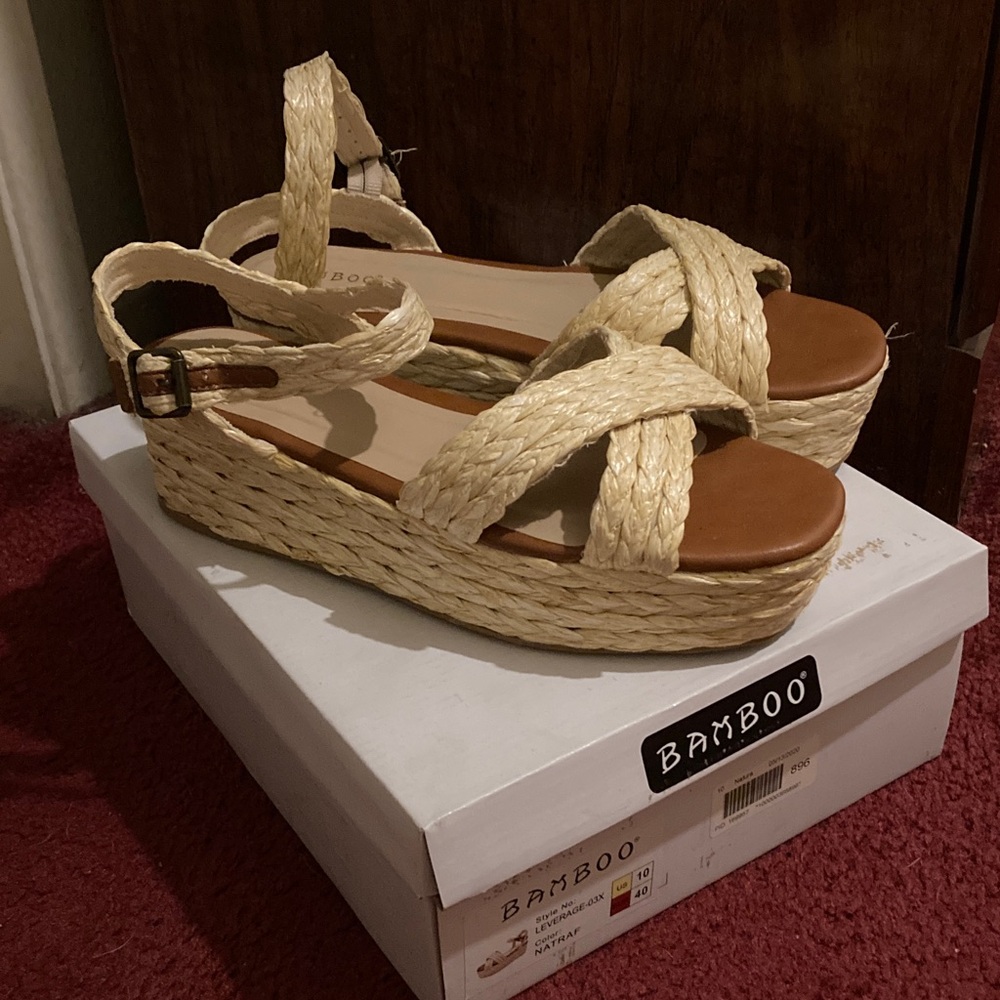 BAMBOO Women's Cream Espadrille Sandals
